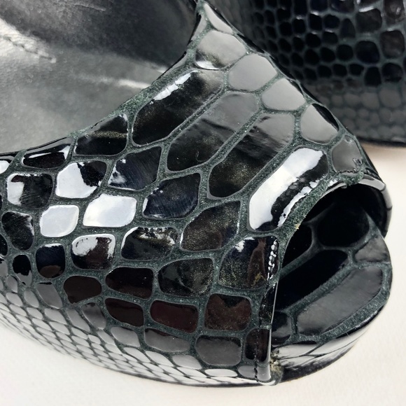 Stuart Weitzman Plainfield Snake-Embossed Peep-Toe Pump - Picture 3 of 16